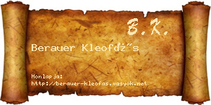 Berauer Kleofás névjegykártya